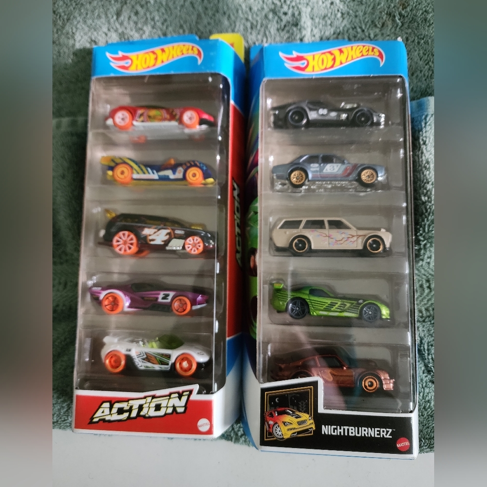Two 5 pack Hot Wheels car sets
